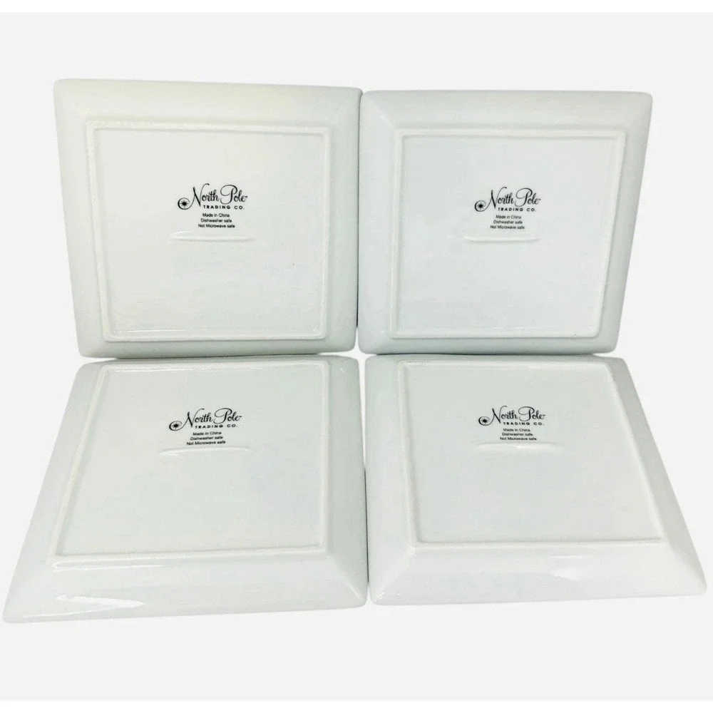 North Pole Trading Co Set of 4 Modern Jingle Salad Plates Christmas 8